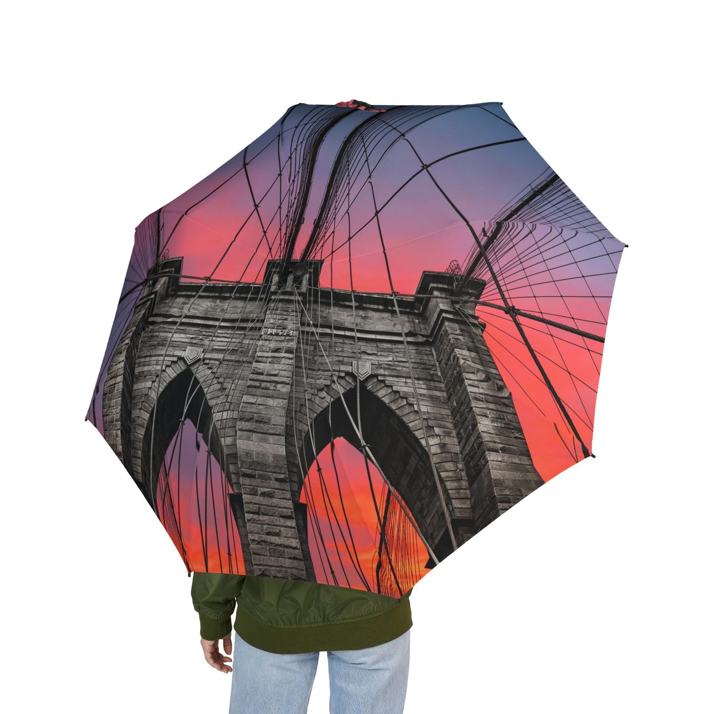 Colorized Brooklyn Bridge New York City 48" Semi-Automatic Foldable Umbrella
