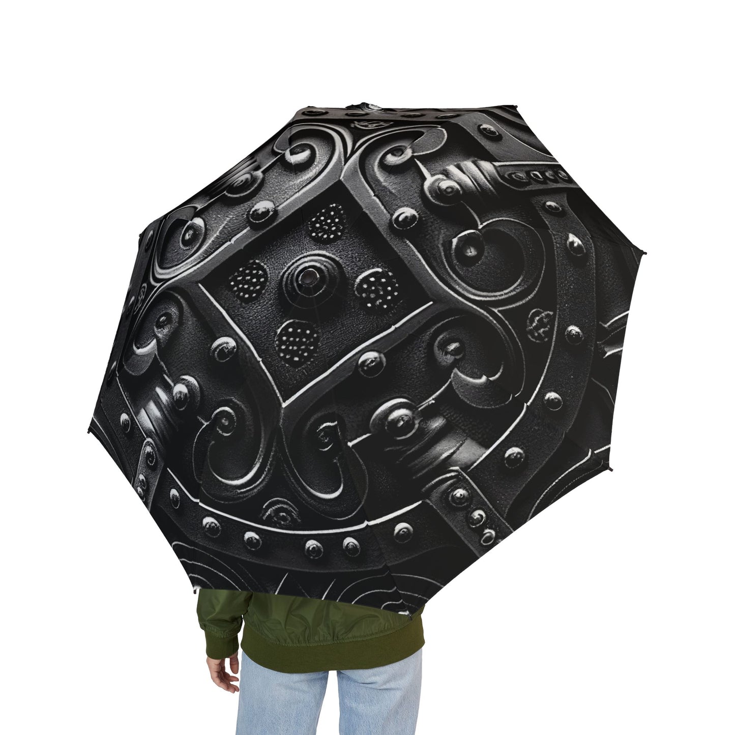 Steampunk Gothic Circular Door 48" Semi-Automatic Foldable Umbrella