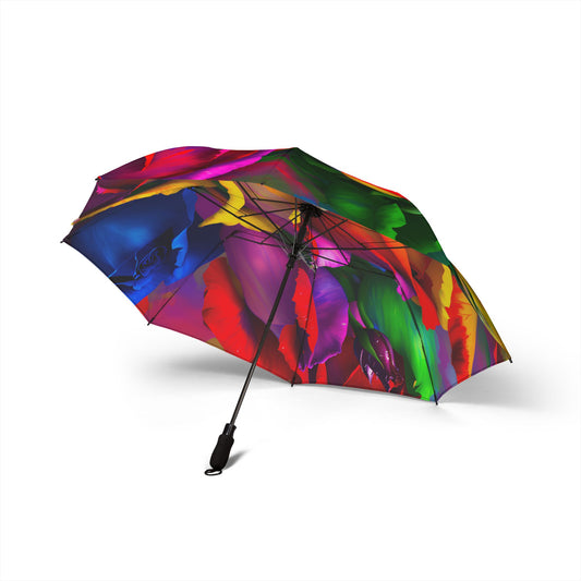 Colorful Rainbow Rose Bouquet 48" Semi-Automatic Foldable Umbrella