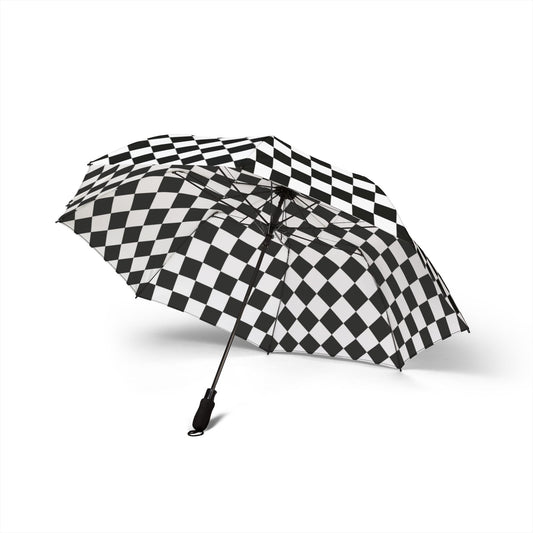 Black and White Checkered Flag 48" Semi-Automatic Foldable Umbrella