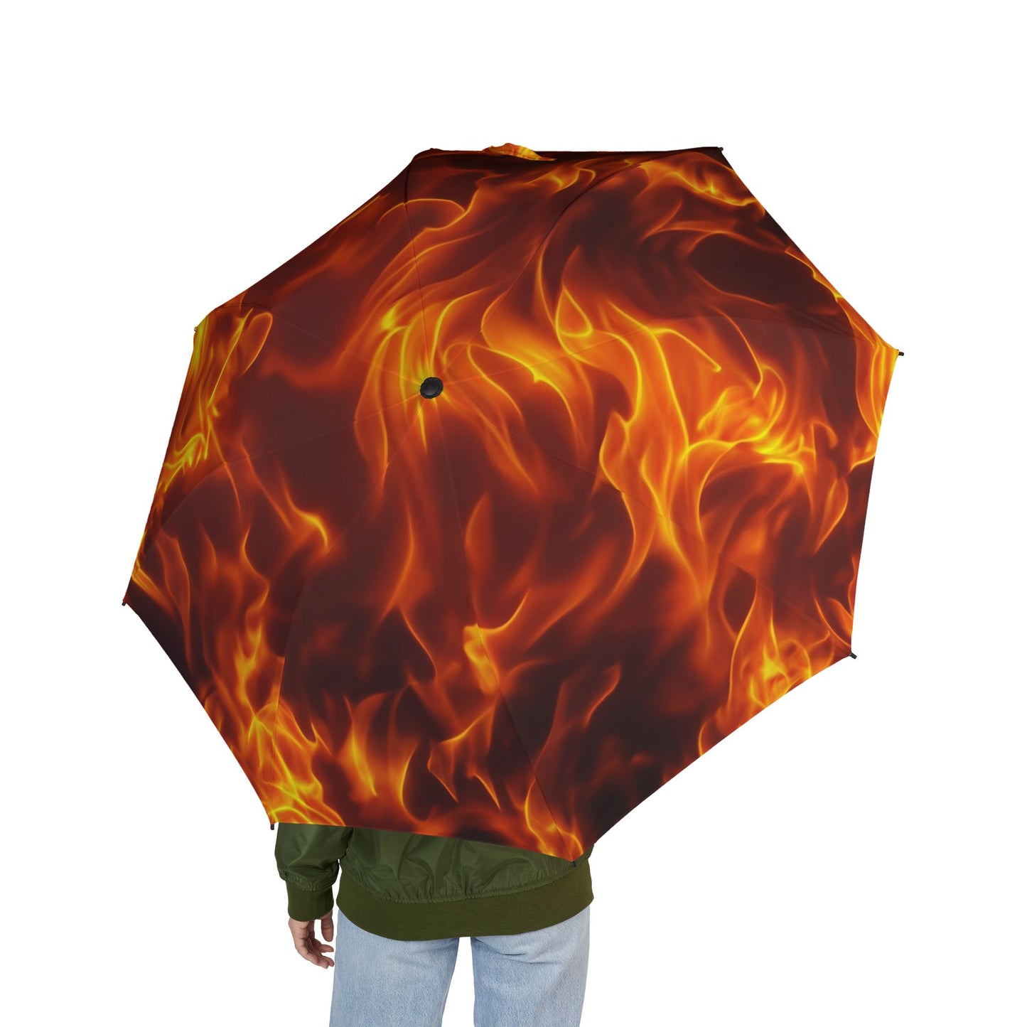 Flames Fire Pattern Print 48" Semi-Automatic Foldable Umbrella