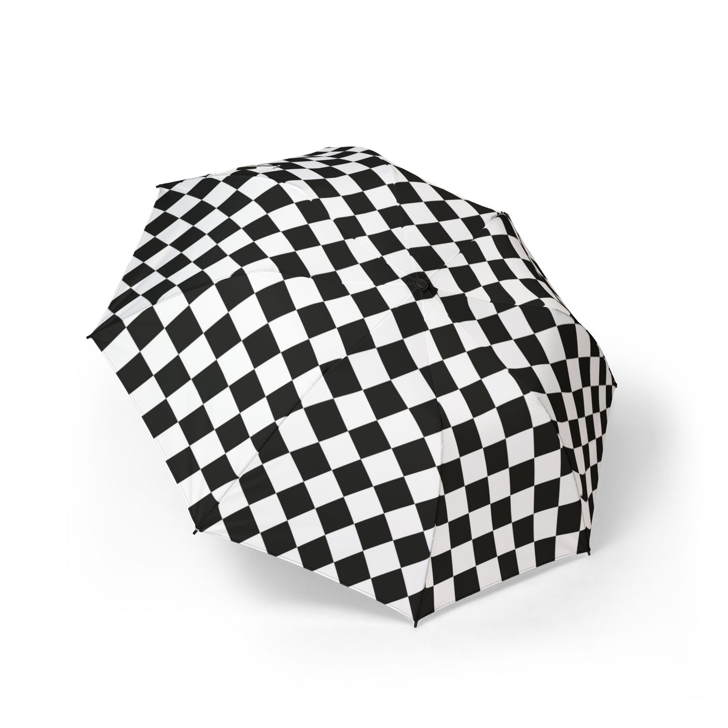Black and White Checkered Flag 48" Semi-Automatic Foldable Umbrella