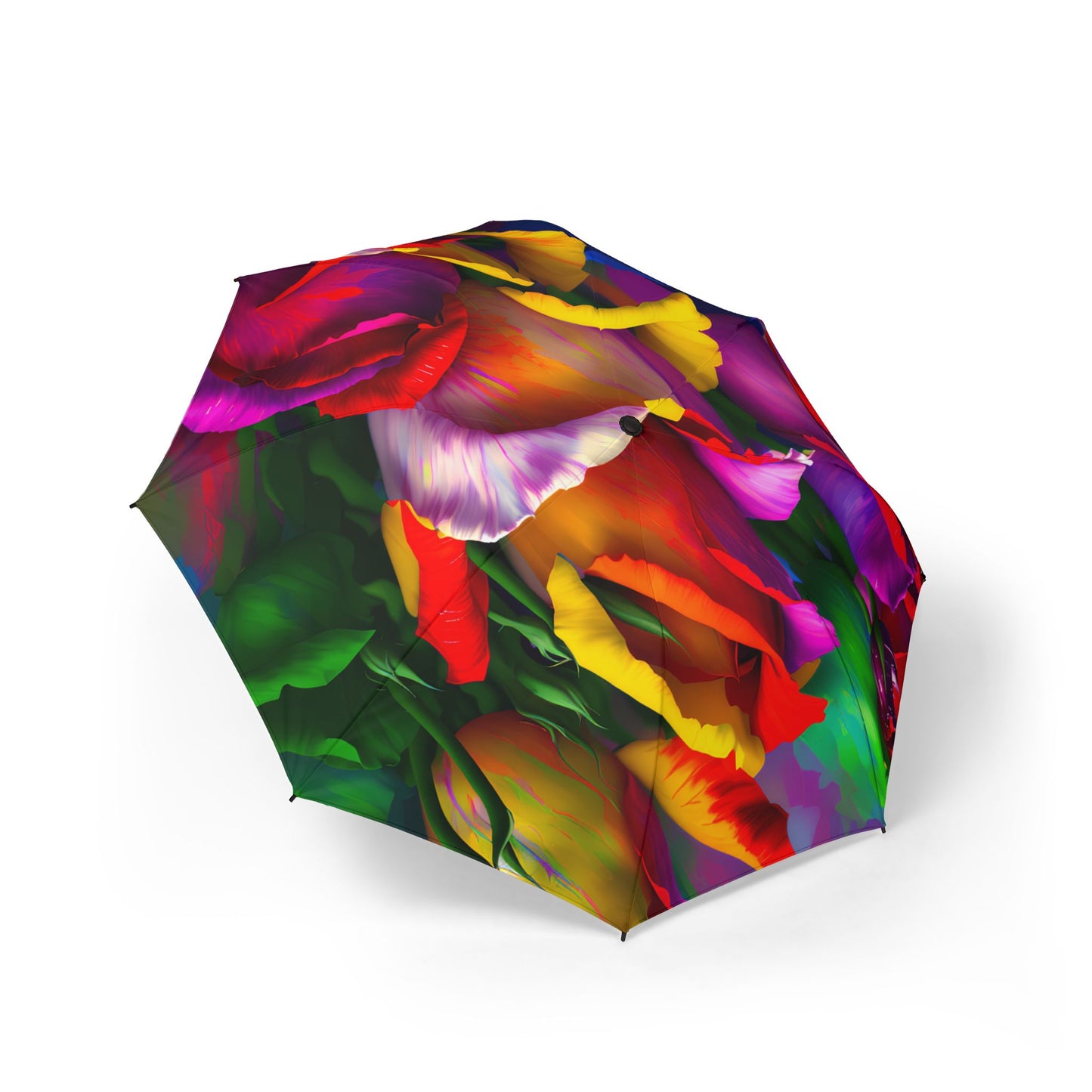 Colorful Rainbow Rose Bouquet 48" Semi-Automatic Foldable Umbrella