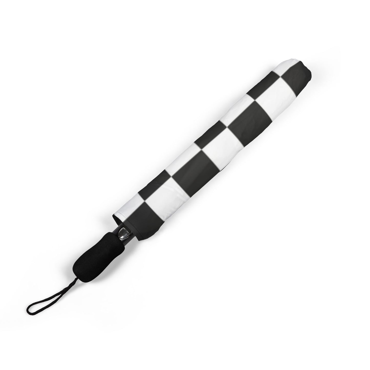 Black and White Checkered Flag 48" Semi-Automatic Foldable Umbrella