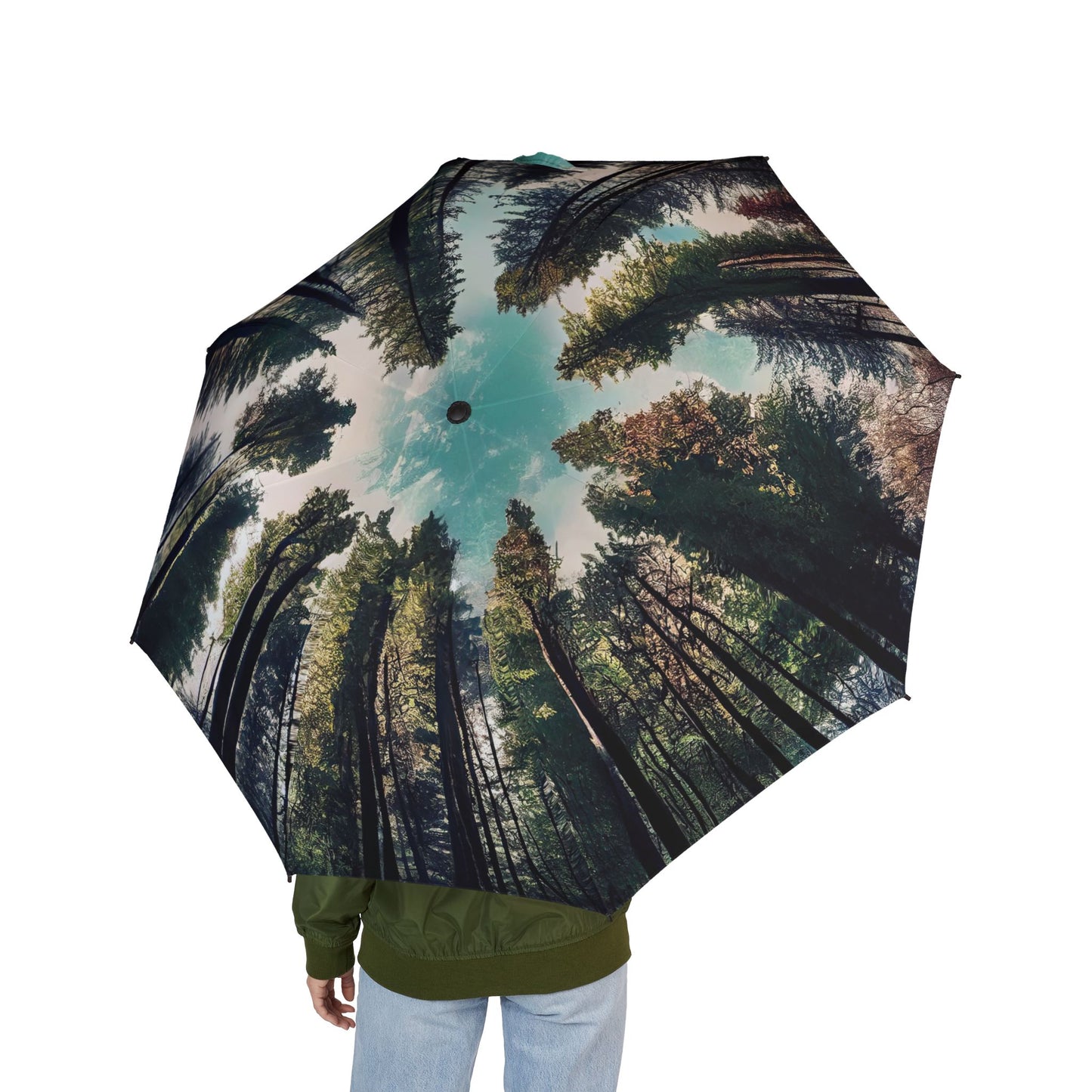 Coniferous Pine Tree Canopy 48" Semi-Automatic Foldable Umbrella