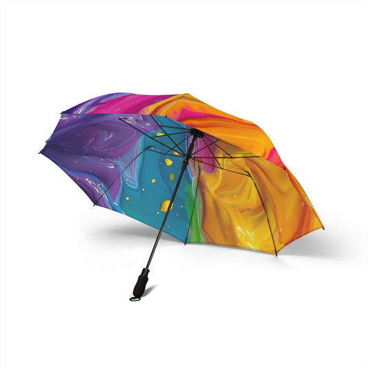 Colorful Rainbow Paint Splash 48" Semi-Automatic Foldable Umbrella