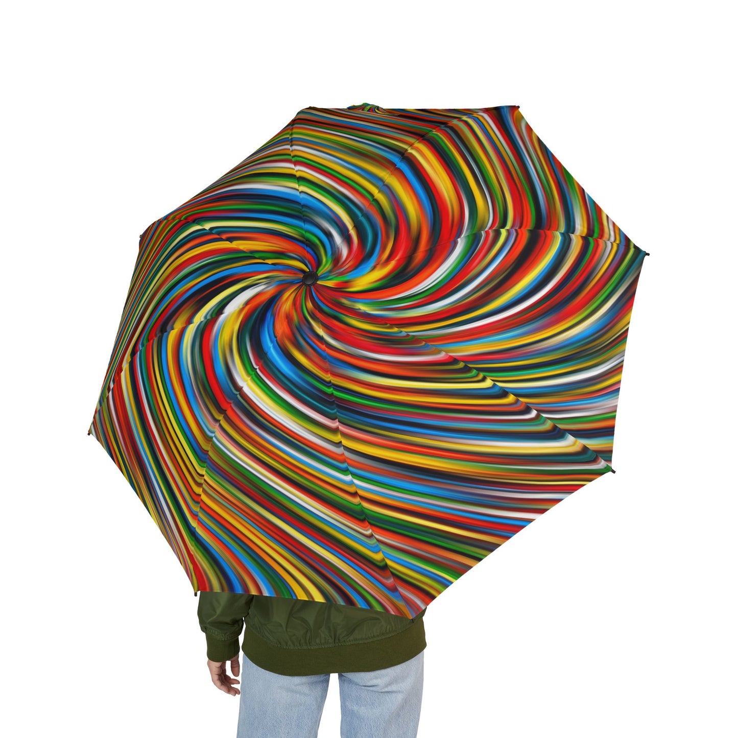 Colorful Rainbow Lollipop Swirl 48" Semi-Automatic Foldable Umbrella