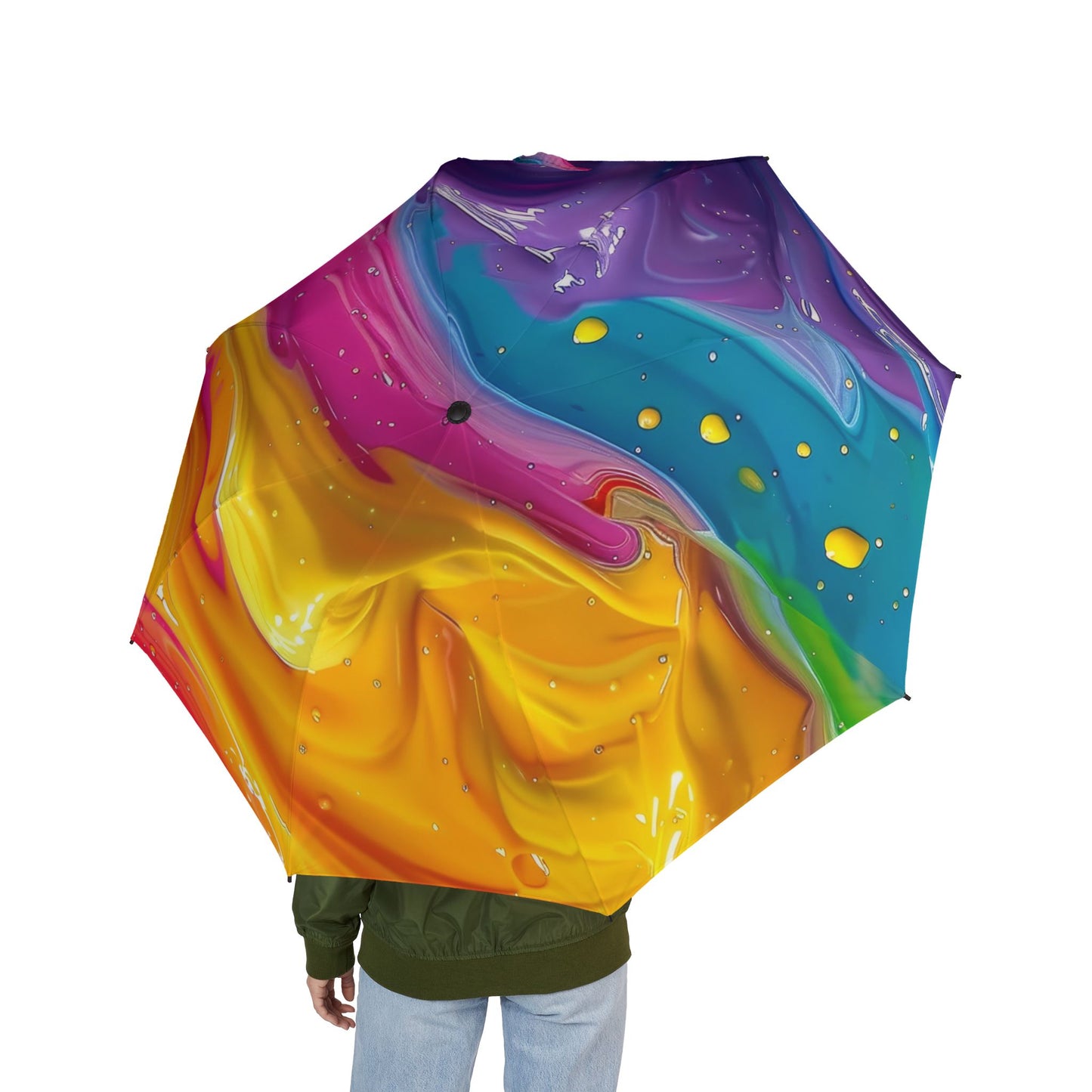 Colorful Rainbow Paint Splash 48" Semi-Automatic Foldable Umbrella