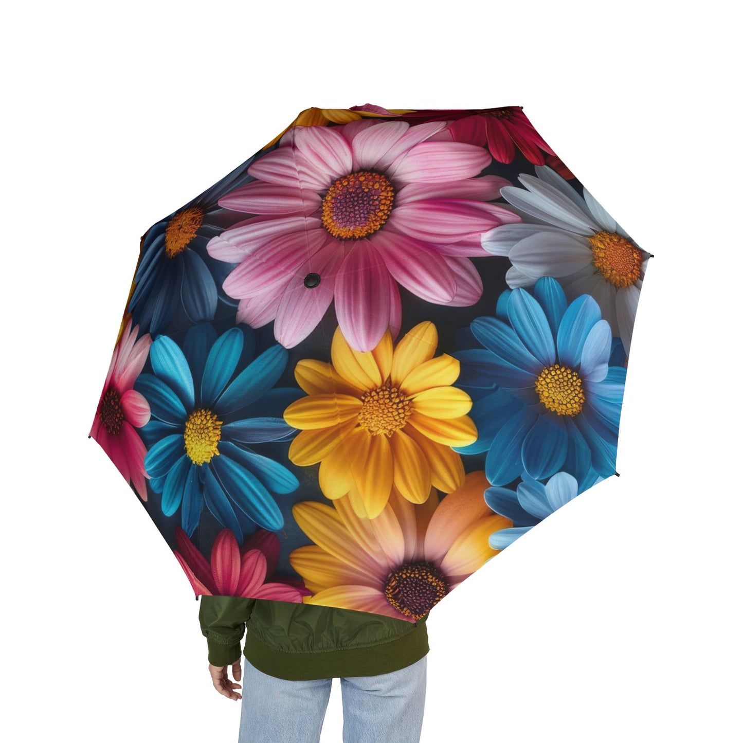 Colorful Bouquet of Rainbow Daisies 48" Semi-Automatic Foldable Umbrella